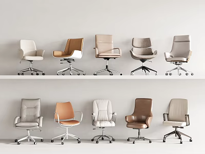 Multiple Modern Office Chairs With Various Styles And Neutral Color Options 3d model