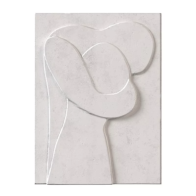 Abstract Painting With Smooth White Lines And Curved Shapes On Light Gray Background 3d model