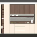 Modern Sideboard With White And Wood Finish Drawers Shelves And Decorative Lighting