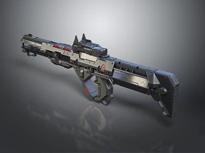 Futuristic Sci Fi Weapon With Metallic Structure And Advanced Tactical Design 3d model