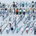 Group of Diverse People 3D Models in Various Poses and Casual Outfits