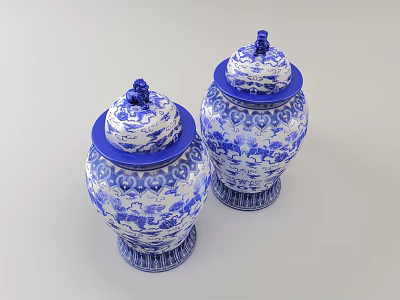 Chinese-style ceramic ware blue and white porcelain vase 3d model