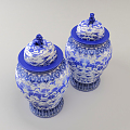 Chinese-style ceramic ware blue and white porcelain vase 3d model