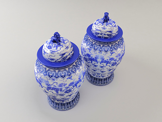 Chinese-style ceramic ware blue and white porcelain vase 3d model