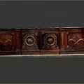 Antique Carved Wooden Furniture With Intricate Circular Motifs And Marble Base