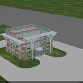 Industrial Plant Layout With Multiple Large Buildings Green Lawn And River