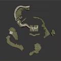 Floating Cliff Terrain Components With Grass Paths And Stone Platforms