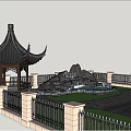 Chinese Style Courtyard Garden With Pavilion Pond Lotus Rocks And Green Plants