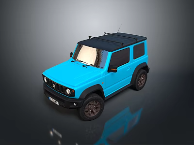 Blue Suzuki Compact Off Road Car With Black Roof And Rugged Design 3d model