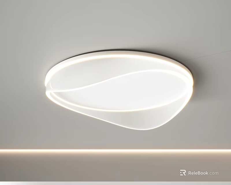 Modern Minimalist Illuminated Ceiling Light Fixture With Unique Curved Design 3d model 