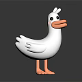 Cute White Duck Character 3D Model With Orange Beak And Feet