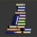 Colorful Book Stack With Green Blue Red Orange Books Stacked And Scattered On Dark Surface
