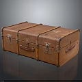 Vintage Leather Suitcase with Brown Leather Body Metal Clasps and Handles