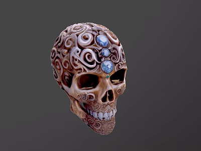 Jewel Skull Bone Carving Ornament 3d model Jewel Skull Bone Carving Ornament 3d model