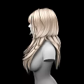 Game Movie Female Character 3D Model with Long Blonde Hair Upper Body on Black Background