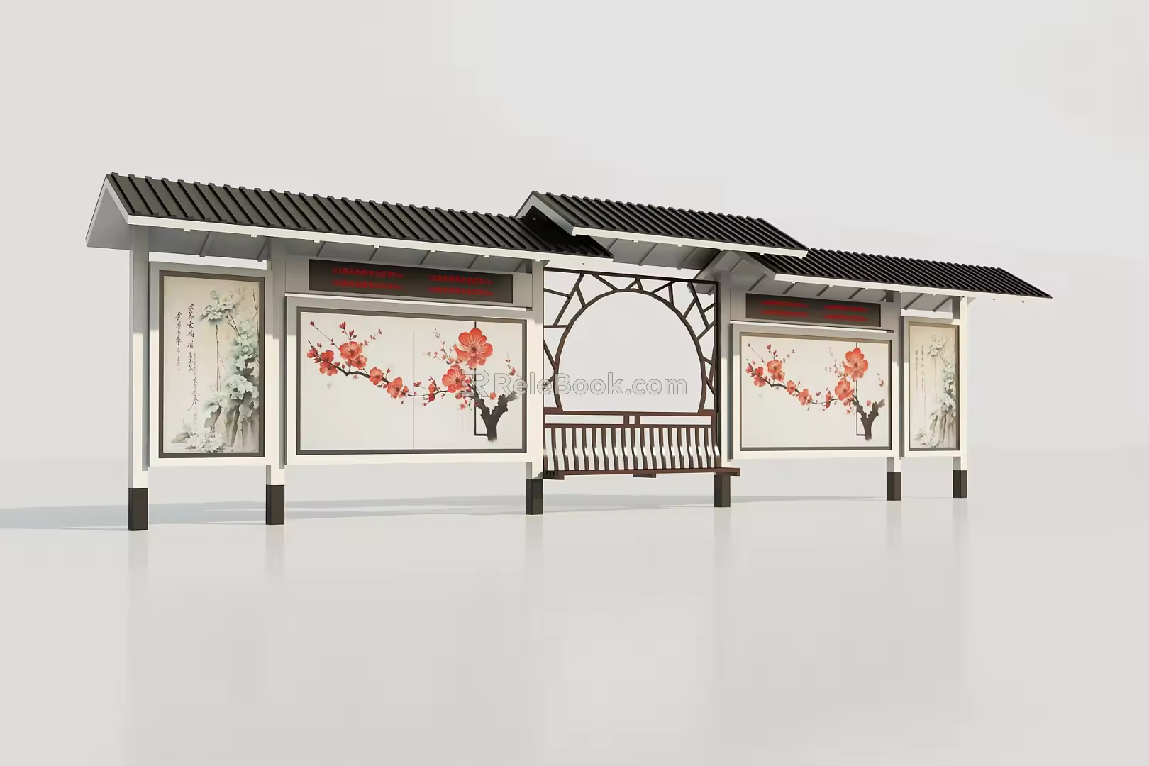 New Chinese style bus stop 3d model