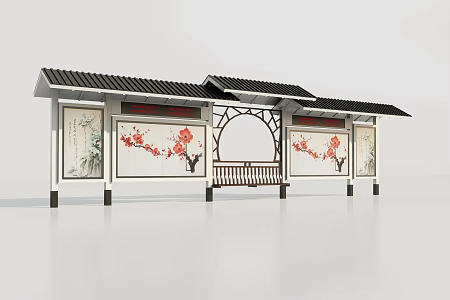New Chinese style bus stop 3d model