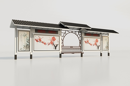 New Chinese style bus stop 3d model