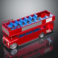 Red Double Decker Bus With Open Top And Blue Seats Exterior Design