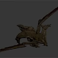 Fantasy Mythical Dragon 3D Model Featuring Red Wings Glowing Body and Spiked Design