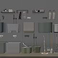 Bathroom Accessories With Wall Mounted Shelves Towel Racks Toilet Washbasin Cleaning Tools