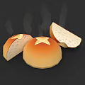 Freshly Baked Star Decorated Bread With Whole And Sliced Pieces Emitting Steam