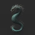 Mythical Dragon Sculpture With Intricate Scales And Coiled Serpentine Body Design