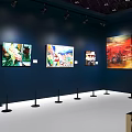 Sotheby's Exhibition Booth With Large Screen Displaying Artworks And Deep Blue Design
