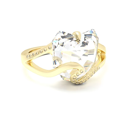 Elegant Heart Shaped Diamond Ring with Golden Band and Small Diamonds 3d model Elegant Heart Shaped Diamond Ring with Golden Band and Small Diamonds 3d model