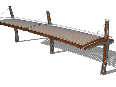 Modern Pergola Design With Wooden Roof And Metal Support Structures 3d model
