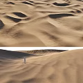 Vast Desert Landscape With Rolling Sand Dunes And Lone Person Standing