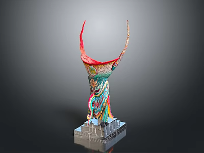 Vibrant Colorful Decorative Sculpture with Transparent Base for Home Living Space 3d model