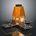 Advanced Golden Spacecraft With Extended Solar Panels And Scientific Modules 3d model