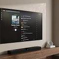 Modern Smart TV With Streaming Show List On Wall Mounted Living Room Setup