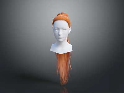 Game or Movie Character Hairstyle Featuring Orange Hair and Braided Top on White Mannequin Head 3d model