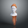 Game or Movie Character Hairstyle Featuring Orange Hair and Braided Top on White Mannequin Head