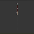 Fantasy Sword 3D Model With Red Hilt Orange Guard And Gemstone Decoration