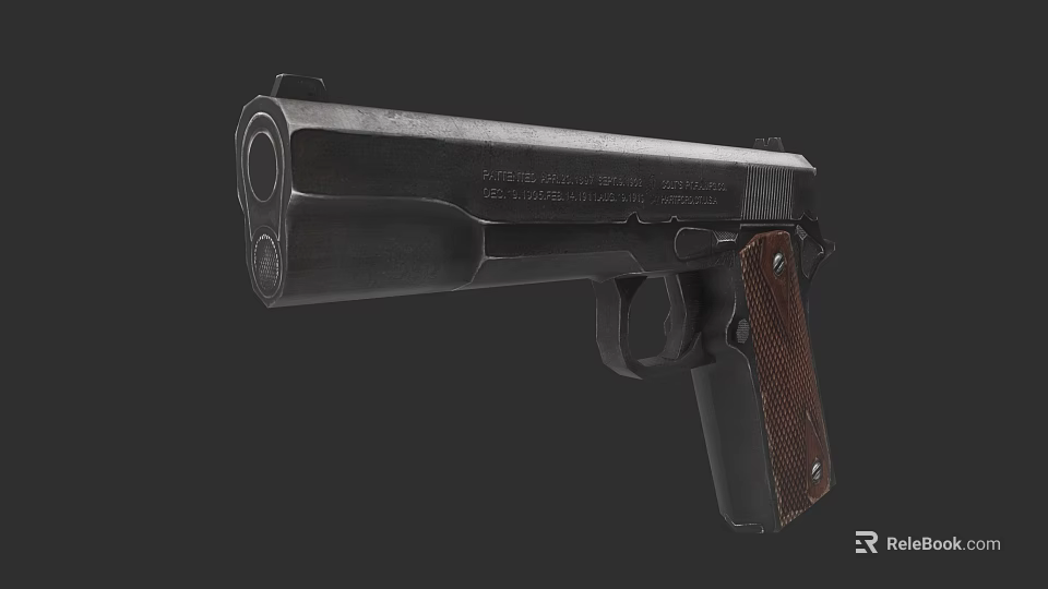 Vintage Pistol With Wooden Grip And Metal Body Classic Design Details 3d model 