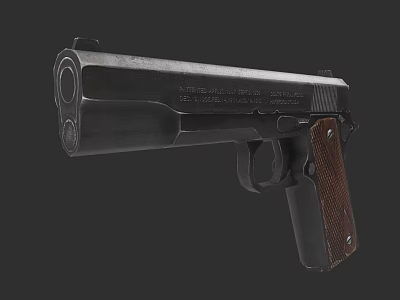 Vintage Pistol With Wooden Grip And Metal Body Classic Design Details 3d model