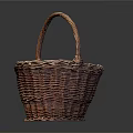 Handwoven Brown Wicker Basket With Sturdy Handle For Home Storage Use