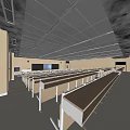 Modern School Classroom With Modern Desks Interactive Blackboard And Bright Lighting Facilities 3d model