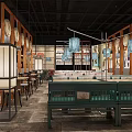 HeFu Noodle Restaurant Interior With Traditional Chinese Decor Wooden Screens And Dining Tables