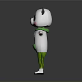Cartoon Panda Character With Little Fox Graphic Green Scarf And Green Striped Pants Arms Outstretched