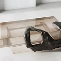 Modern Transparent Acrylic Coffee Table With Unique Black Sculptural Base Design 3d model