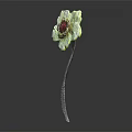 Flower Shaped Fashion Hairpin With Green Petals Red Gemstone Center And Silver Stem