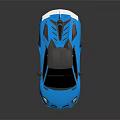 Blue Sports Car Featuring Sleek Design Black Roof White Wheels And Rear Spoiler