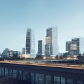 Aerial Urban Planning With High Rise Buildings Green Spaces Waterfront And Road Networks