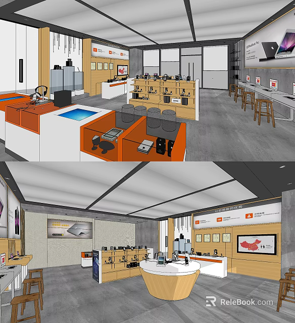 Modern Digital Store Interior With Display Counters And Electronic Products 3d model 