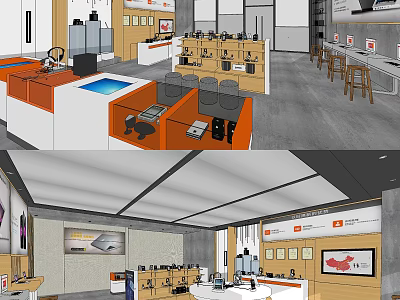 Modern Digital Store Interior With Display Counters And Electronic Products 3d model