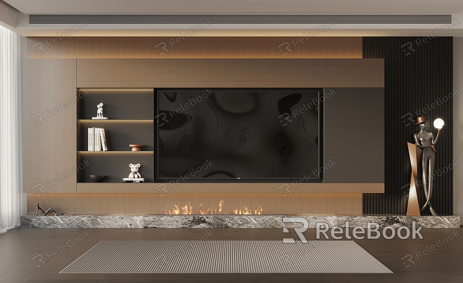 Italian minimalist TV background wall model